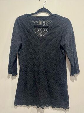 Laundry by Shelli Segal Black Sheer Floral Lace Mini Dress S